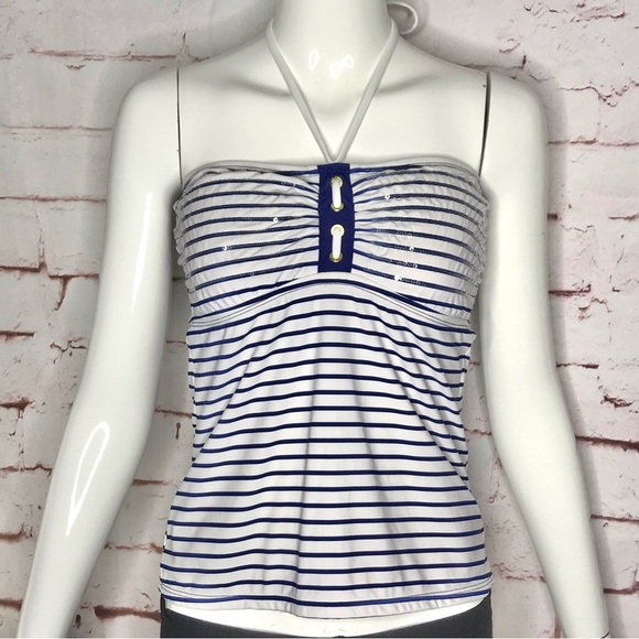 ❗️SOLD ❗️SPERRY TOP SIDER Tankini Swimsuit Set M Navy and White Size Medium - Picture 6 of 16